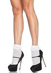 Leg Avenue Women's Lace Ruffle Anklet Socks, White, One Size