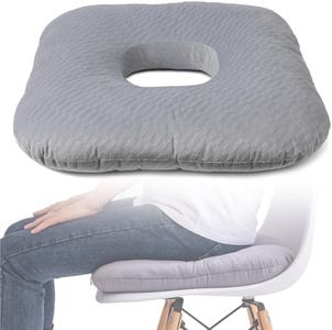 Hshbxd Donut Pillow for Tailbone Pain Relief, Wheelchair Cushion for Hemorrhoids and Bed Sores, Pregnancy, Donut Pillow Suitable for Office, Long Travel, Car and Home Sofa (Light Gray-Diagonal Grid)