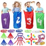 Skirfy 47PCS Outdoor Games Potato Sack Race Bags for Kids and Adults,3-Legged Race Bands, Egg Spoon Race, Family Carnival Birthday Party Games,Fun Game for Outside Yard Lawn Field Day Games