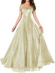 JAEDEN Bridesmaid Dress Sequin Long - Prom Dress Formal Evening Dresses A Line, Champagne, 18