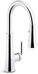 Kohler 23764-CP Tone Pull Down Kitchen Faucet, Kitchen Sink Faucets with Pull Down Sprayer, Polished Chrome
