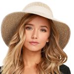 FURTALK Womens Beach Sun Straw Floppy UPF50 Travel Foldable Brim Summer UV Hat