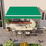 Greenbay 3 x 2.5m DIY Patio Retractable Manual Awning Garden Sun Shade Canopy Gazebo Green with Fittings and Crank Handle