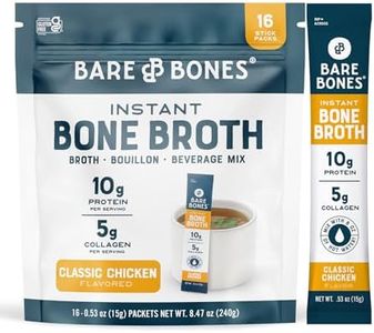 Bare Bones Classic Chicken Bone Broth Instant Powdered Mix Packets | 5g Collagen | 10g Protein | Keto & Paleo Friendly | No Artificial Flavors | Non-GMO, Gluten-Free, Dairy-Free on-the-go 16 Pack