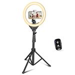 UBeesize Ring Light with Tripod, 10 Inch Selfie Ring Light with 62 Inch Tripod Touch Control and Bluetooth Remote Control Ring Light with Mobile Phone Tripod for Live Stream/Makeup/Video/Photography