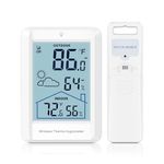 ORIA Weather Station with High Precision Sensor, Indoor Outdoor Thermometer Hygrometer with 4'' Large Display, Max/Min Value, Temperature Humidity Monitor Battery Powered, for Greenhouse Wine Cellar