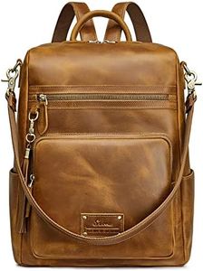 S-ZONE Genuine Leather Women Backpack Purse Vintage Fashion Shoulder Bag Travel Schoolbag Daypack with Tassel Luggage Sleeve