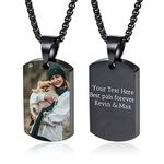 OTXIXTO Personalized Dog Tag Urn Necklace with Engraved Photo/Text for Men Women Dog Cat Pet Stainless Steel Ashes Memory Keepsake Cremation Jewelry with Funnel Fill Kit - A: Black (Color Image)