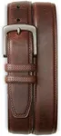 Harbor Bay by DXL Men's Big and Tall Double Loop Leather Belt Brown 58/60