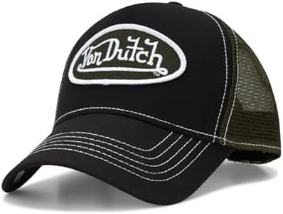 Von Dutch Unisex Trucker Hat - Curved Bill Mesh Back Retro Classic Adjustable Snapback Baseball Cap for Men and Women, Enigma Stone