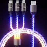 Light Up Phone Charger Cord, Multi Charging Cable LED RGB Glowing Gradual Lighting USB C Cable Fast Charging Cable Universal 3 in 1 Charger Cable Adapter Micro USB Type-C
