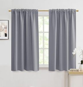 PANELSBURG Light Grey Curtains 48 Inch Length for Kitchen/Bathroom Window 2 Panels Set Rod Pocket Room Darkening Blackout Curtains for Bedroom 34x48 Inches Long