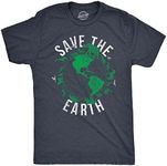 Crazy Dog T-shirts Mens Save The Earth T Shirt Funny Awesome Earth Day Mother Nature Animal Lover Tee for Guys (Heather Navy - SAVE) - 5XL