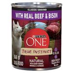 Purina ONE Classic Ground True Instinct Wet Dog Food, Beef & Bison - 368 g Can (12 Pack)