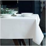 Organic Cotton Tablecloth for Dining Party/Kitchen; Easy-Care Washable Protective Heavyweight Fabric; Eco-Friendly Durable Material Table Cloth for Your Home Decoration (White, 142 x 245cm)