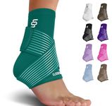 Sleeve Stars Ankle Brace for Sprained Ankle, Plantar Fasciitis Relief Achilles Tendonitis Brace, Ankle Support for Women & Men w/Strap, Heel Protector Wrap for Pain & Compression (Single/Turquoise)