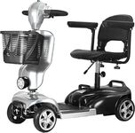 iCAN X-02 2026 Model Portable Mobility Scooter (Silver), 120 Kg Capacity, 12.5 Mile Long Range, Removable Battery, UK Regulated, LED Headlight, Removable Basket, CupHolder, Light Weight, Front Fairing