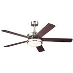 Westinghouse 7209100 Castle 52-inch Brushed Nickel Indoor Ceiling Fan, LED Light Kit with Opal Frosted Glass, No Size