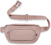 Kibou Vegan Premium Leather Fanny Pack Diaper Bag With Detachable Compact Changing Pad & Baby Wipes Storage - Wear as Belt Bag, on Waist, or Crossbody (Blush)