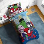 Sunny Side Up Marvel Spidey & His Amazing Friends Twin Comforter Set - 5 Piece Kids Bedding Includes Comforter, Sheets & Pillow Cover - Super Soft Superheroes Microfiber Bed Set