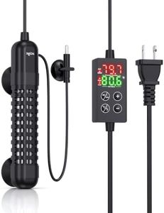 SEAOURA Small Aquarium Heater, 100W Fish Tank Heater for 10-20 Gallon, Submersible Turtle Heater with Digital Display Adjustable Safety Protection, Auto Power-Off When Leaving Water