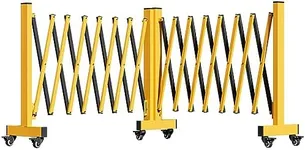 YITAHOME Metal Expandable Barricade Gate, 16FT Folding Security Gate, Expandable Mobile Barricade, 360 Folding Safety Barricade with Wheels