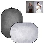 Kate Double-Sided Light Grey/Dark Grey Background Collapsible Backdrop for Photoshoot Pop Up Photography Backdrop Foldable Collapsible Photo Background(5x6.5ft/1.5x2m)