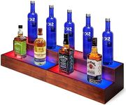 B4Life 2 Pack 16 Inch Lighted Liquor Bottle Display Shelf, 2 Tier LED Bar Shelves, Liquor Bar Shelf for Home Bar