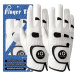 Men’s Golf Glove Worn on Right Hand for Left Handed Golfer with Ball Marker Value 2 Pack, Weathersof Grip Soft Comfortable, Fit Size Large RH (Large Right)