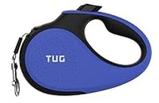 TUG 360° Tangle-Free Retractable Dog Leash for Up to 50 kg Dogs | 5 m Strong Nylon Tape/Ribbon | One-Handed Brake, Pause, Lock (Large, Blue)