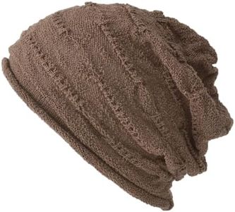 CHARM Mens Summer Cotton Beanie - Slouchy Cool Beanie for Men and Women, Womens Cooling Light Weight Unisex Japan Slouch Hat Brown