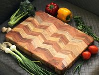 Wood Chop | Mango + Acacia Wood 3D Pattern Cutting/Chopping Board | Butcher Block | Reversible | Natural Finish with Food Grade Mineral Oil | 15 * 12 * 1.5 inch