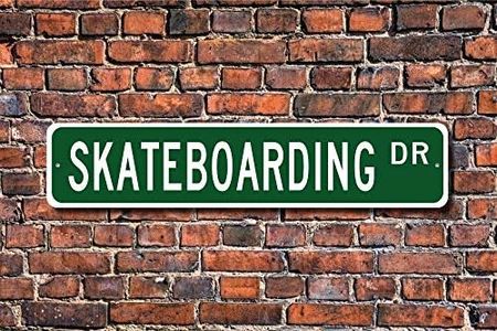 Kexle Tin Signs Home Decoration Skateboarding Sign Fan Skateboarding Gift Skateboard Rider Street Sign Art Wall Decor Metal Sign 4 x 16