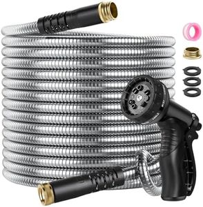 Blissora Stainless Steel Garden Hose, Leakproof Water Hose with Garden Nozzle Sprayer Anti-Rust Flexible for Outdoor, Car Wash, Yard, Lawn, 15m (50ft)