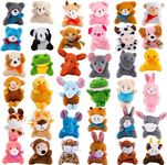 36 Pack Mini Plush Animals Toys Set Animal Plush Toys Stuffed Animals Set Stuffed Animals Plush Toys Keychain Bulk for Boys Girls Themed Parties Valentine's Day Supplies Presents Goody Bags