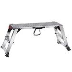 VEVOR Folding Work Platform, 660 lbs Load Capacity, 39.4" x19.2" Aluminum Drywall Stool Ladder, Heavy Duty Work Bench w/Non-Slip Feet, Ideal for Washing Vehicles, Cleaning, Painting, Decorating