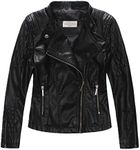 LJYH Girls Faux Leather Quilted Motorcycle Jackets Kids Spring Biker Coats Black 7/8yrs