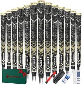 Gowolf Golf Grips Cord Rubber Multi-compound Golf Driver Irons Club 13pcs Golf Grips Colored Top Cover SL02 Pro with Free 15 Tapes (Black/Gold, Oversize)