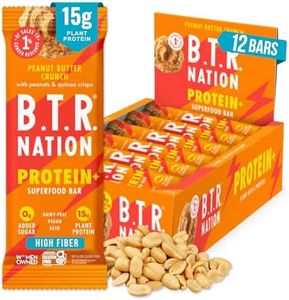 B.T.R Nation Vegan Keto Plant Based High Protein & HIgh Fiber Bars - Peanut Butter Crunch Protein+ | 12 Bars | Low Carb & GF, Free of Sugar Alcohols, Dairy, Soy, with Powerful Superfoods!