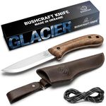 BeaverCraft Bushcraft Knife Steel Blade Fixed Blade Knife with Leather Sheath Camping Knife Survival Knife Carbon Steel Full Tang – Hiking Knife for Everyday Camp Knife with Sheath | BSH2 Glacier (BSH2_LS_NEW)