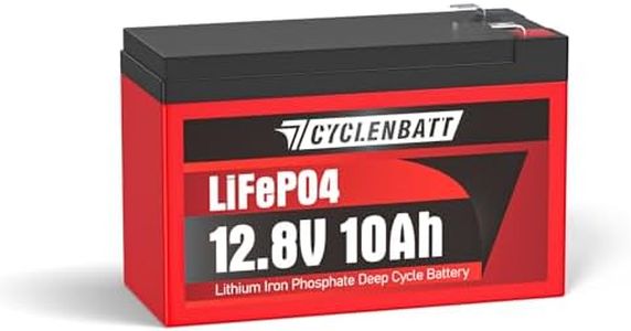 CYCLENBATT 12V 10Ah LiFePO4 Lithium Battery, 5000+ Deep Cycles & 10-Year Life, Lightweight Design with 10A BMS, IP67 Waterproof, Ideal for Fish Finder, Marine, Solar, Power Wheels, UPS, HAM Radio