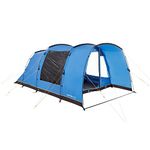 Hi-Gear Hampton 4 Nightfall Tent 4 Man with Porch, Darkened Bedrooms, Living Area, 4 Man, Easy to Pitch, Tunnel, Sewn In Groundsheet, Family Camping, Festivals, Camping, Backpacking, 3000mm HH, Blue