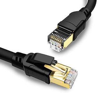 Yauhody CAT8 Ethernet Cable 15m, High Speed 40Gbps 2000MHz SFTP Internet Network LAN Wire Cables with Gold Plated RJ45 Connector for Router, Modem, PC, Switches, Hub, Laptop, Gaming, PC (15m/Black)