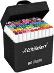 alchilalart 80-Colors Alcohol Based Markers, Alcohol Markers Set, Dual Tip Alcohol Sketching Drawing Markers Animation for Adults Kids