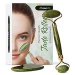 Best Jade Roller & Gua Sha Scrapping Tool Set by BRANFIT - Ultimate Skin Care Solution for Anti-Aging & Anti-Wrinkle - 100% Natural Jade Stone Face Roller is also Perfect as Neck & Puffy Eyes Massager