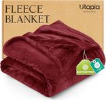 Utopia Bedding Double Fleece Blanket 150x200cm – Soft Warm Lightweight Breathable Luxury Decorative Bed Throw For Sofa & Armchairs – Cosy All Weather Fluffy Blanket Gift For Men & Women, Burgundy