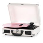 Vinyl Record Player Wireless Turntable Bluetooth 3-Speed Portable Vintage Suitcase with Built-in Speakers, Includes Extra Stylus, RCA Out, AUX in