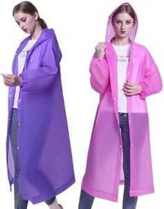 Generic 2 Pcs Raincoats Reusable Rain Ponchos Emergency for Adults Women Men with Hood and Drawstring (Standard, Pink+purple)