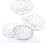 OwnMy 3-Tier Fruit Basket Stand Decorative Iron Fruit Bowl, Metal Wire Fruit Holder Storage Trays Table Countertop Holder for Vegetables Bread Snack, Modern Fruit Bowls for Kitchen Home Use (White)