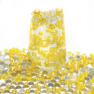 Elegant Vase Filler About 200 Crystal Clear Beads & ABS Simulated Pearls for Floral Arrangements, Wedding Centerpieces, and Home Deco (Gold)